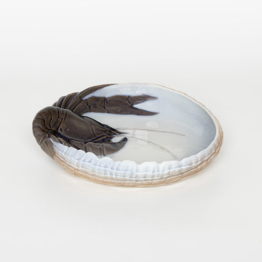 PIATTO PORCELLANA ROYAL COPENHAGEN PER SERVIRE FRUTTI DI MARE CON GAMBERO CM 17