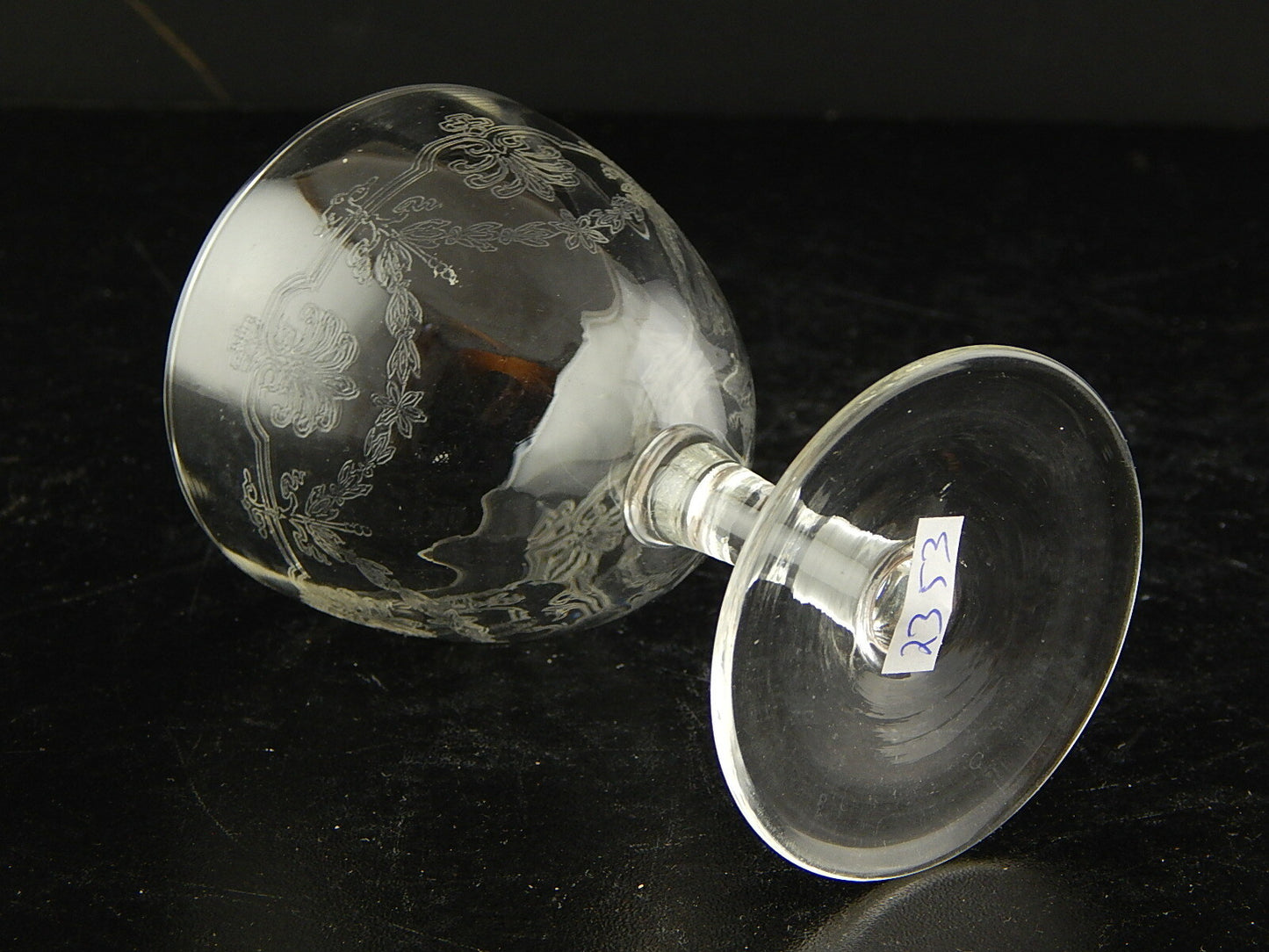 ANTICO LIBERTY BICCHIERE CALICE CRISTALLO CON DECORO INCISO #7353