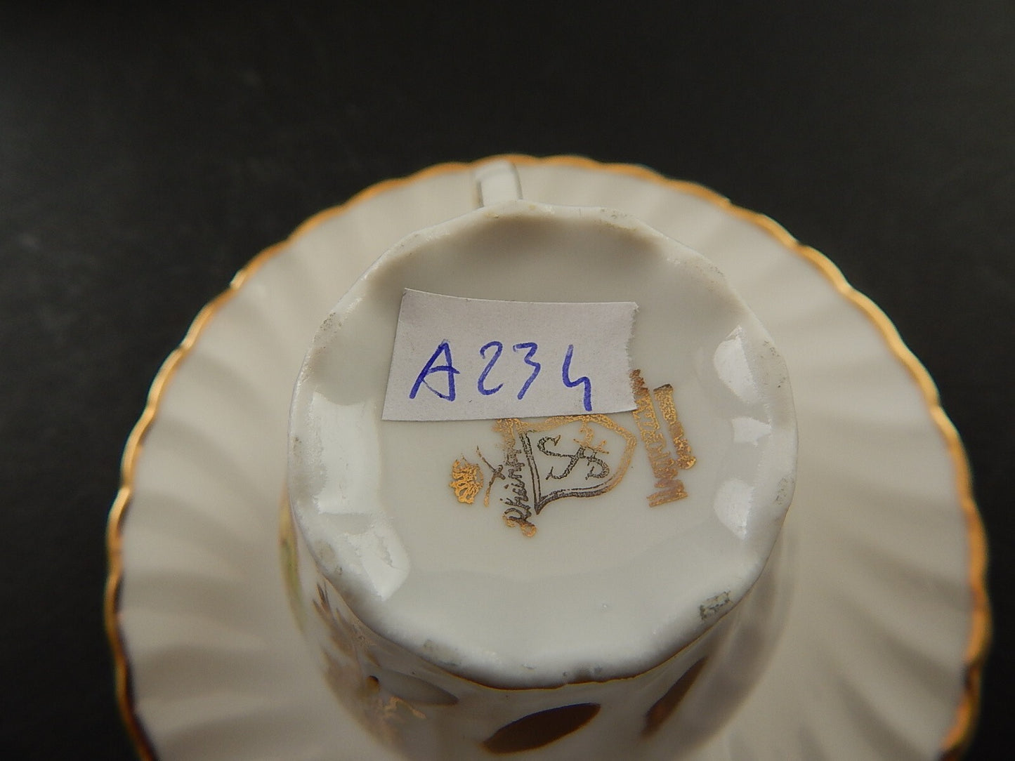 ANTICA TAZZINA CAFFE' PORCELLANA RHEINPFALZ HARTPORZELLAN BAVARIA SCENA GALANTE