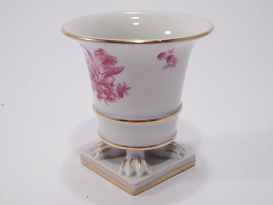 PORCELLANA HEREND ORIGINALE VASO CON PIEDISTALLO DECORO APPONYI ROSA COLLEZIONE