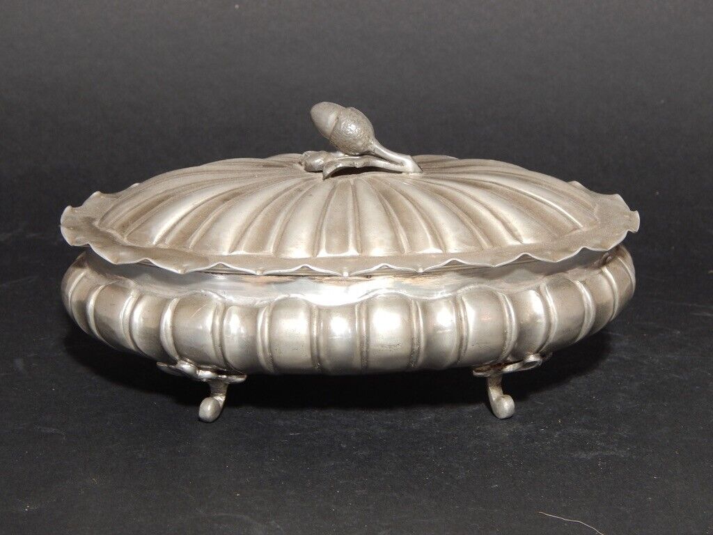 ANTICA COLLEZIONE ELEGANTE PREZIOSA SCATOLA PORTA GIOIE BONBONS IN PELTRO 95%