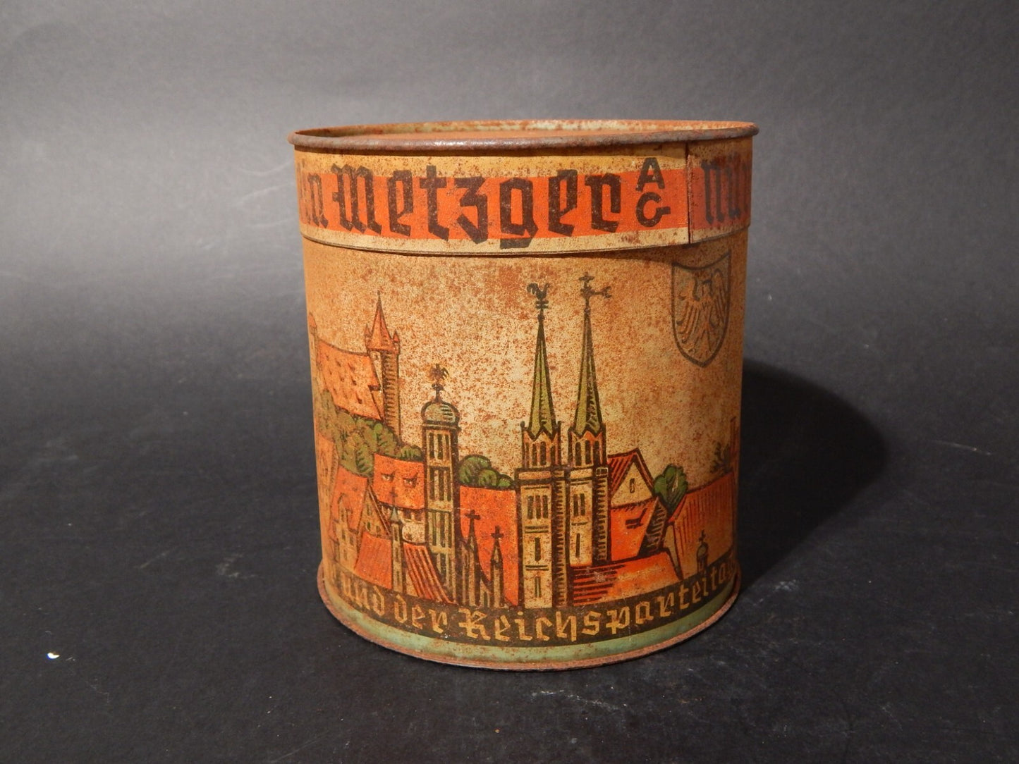 COLLEZIONE ANTICA ORIGINALE SCATOLA LATTA BISCOTTI ZENZERO METZGER NORIMBERGA