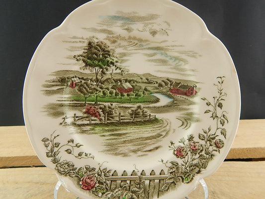 VINTAGE JOHNSON BROS THE ROAD HOME PIATTO SEMI PORCELLANA COLLEZIONE STAMPA MANO