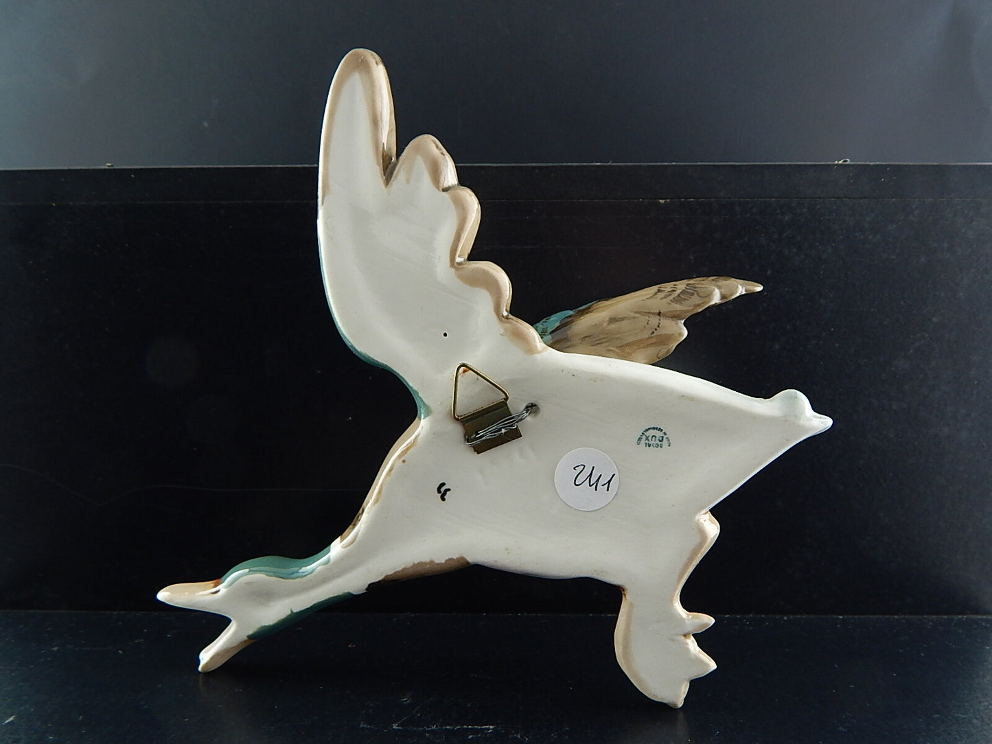 PORCELLANA ROYAL DUX ANTICA ANNI ‘30 STATUINA ANATRA DIPINTA MANO DA APPENDERE