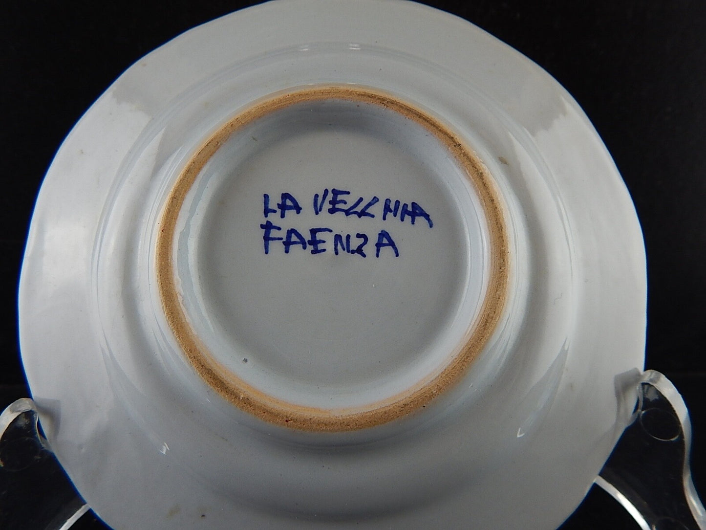 VINTAGE TAZZA CAFFE' AL GAROFANO CERAMICA MAIOLICA VECCHIA FAENZA HANDMADE ITALY