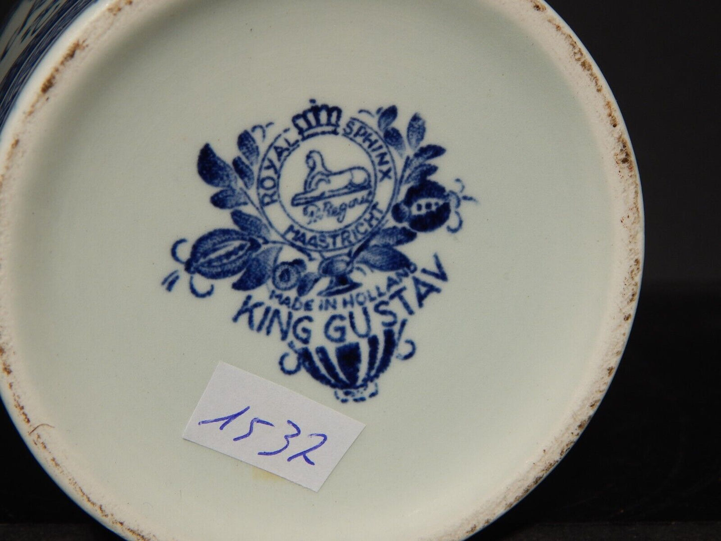 VINTAGE VASO CERAMICA PORTA TABACCO DELFT MAASTRICHT PETRUS REGOUT KING GUSTAV