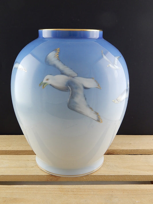 ROYAL COPENHAGEN IMPORTANTE RARO GRANDE VASO PORCELLANA GABBIANI SEAGULL
