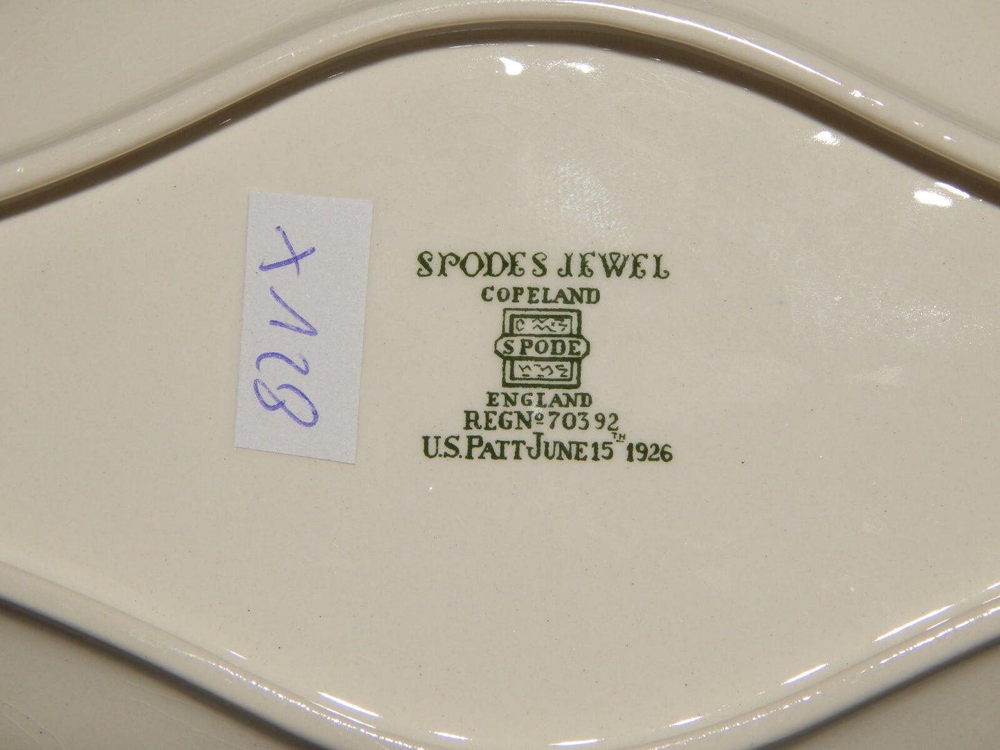 ANTICA RAVIERA VASSOIO INGLESE SEMI PORCELLANA COPELAND SPODE'S JEWEL 1926 #