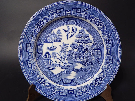 ANTICO PIATTO SEMI PORCELLANA WILLOW VITTORIANO HULSE & ADDERLEY 1875