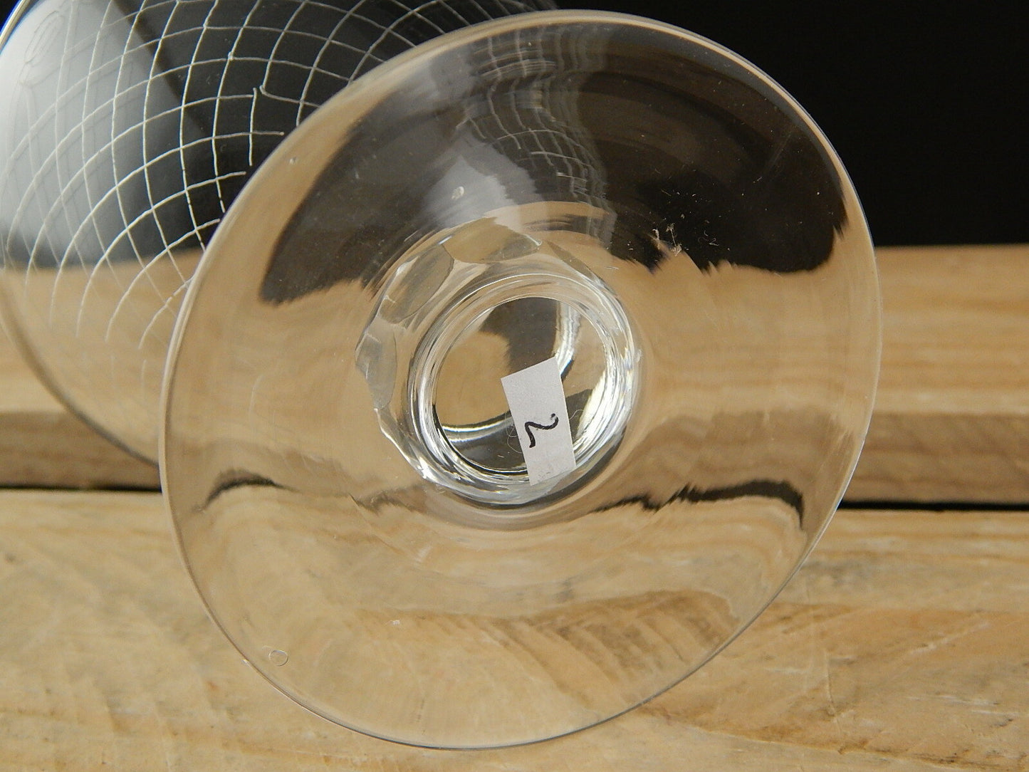 ANTICO BICCHIERE CALICE CRISTALLO INCISO PUNTA DIAMANTE EPOCA ART DECO