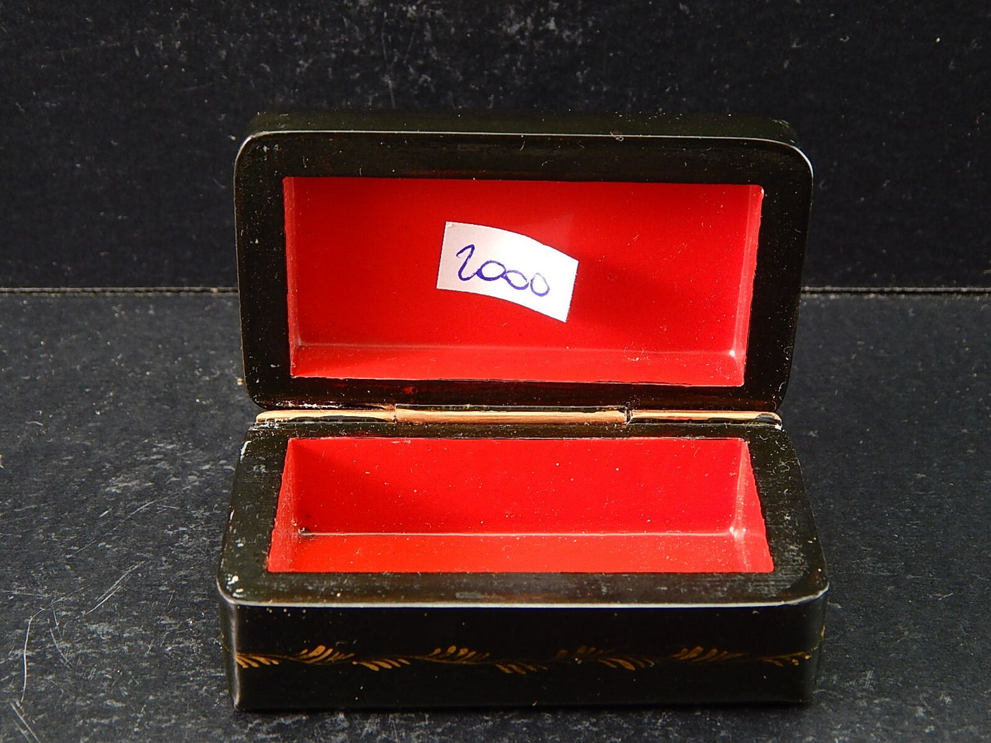 VINTAGE PREZIOSA SCATOLA COFANETTO RUSSO LEGNO LACCATO ICONA DIPINTA E FIRMATA