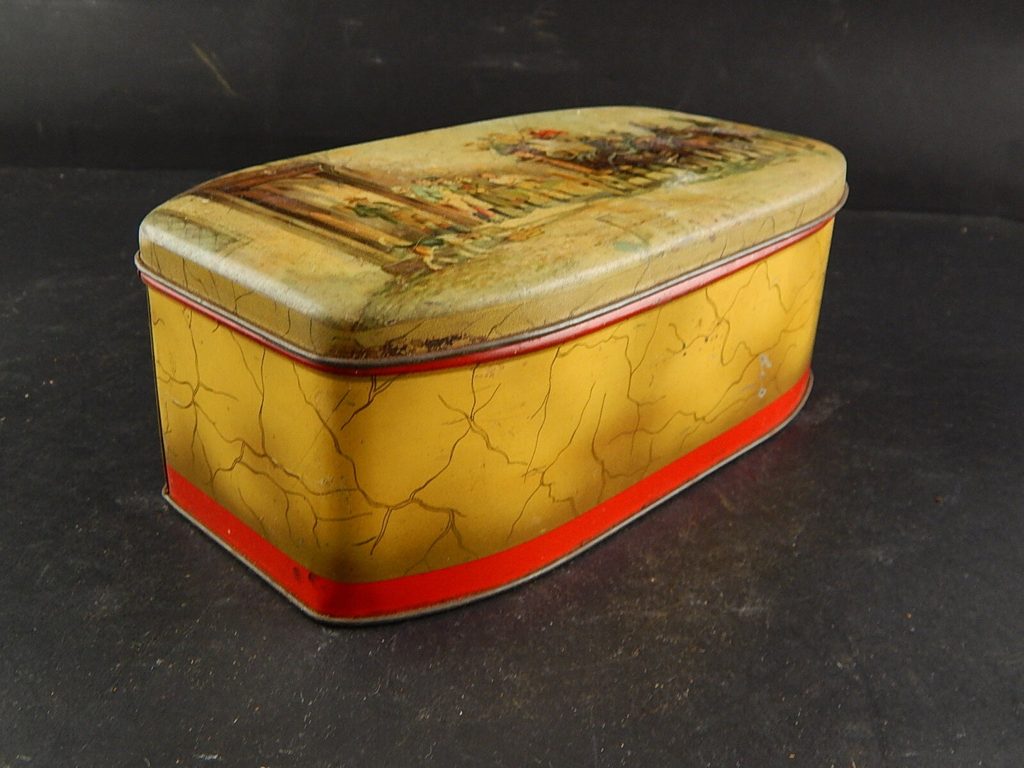 COLLEZIONE ANTICA ORIGINALE SCATOLA DI LATTA STAMPATA CARROZZA DILIGENZA