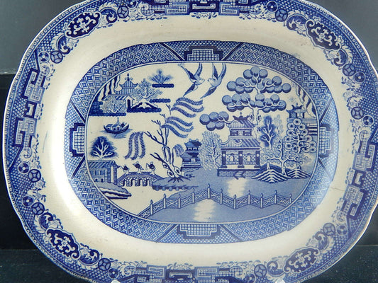 ANTICO VASSOIO PIATTO PORTATA CERAMICA WILLOW PRIMAVESI &SON CARDIFF 1870 #918