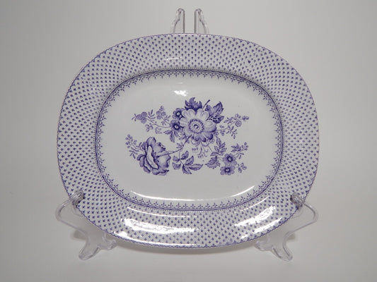 ANTICO RARO VASSOIO CERAMICA STAFFORDSHIRE PRIMAVESI 1860 ERMINE BORDER VIOLA #