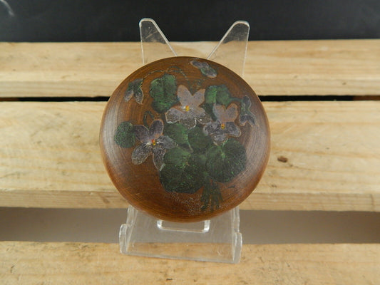 VINTAGE SCATOLA COFANETTO LEGNO VIOLETTE DIPINTE A MANO