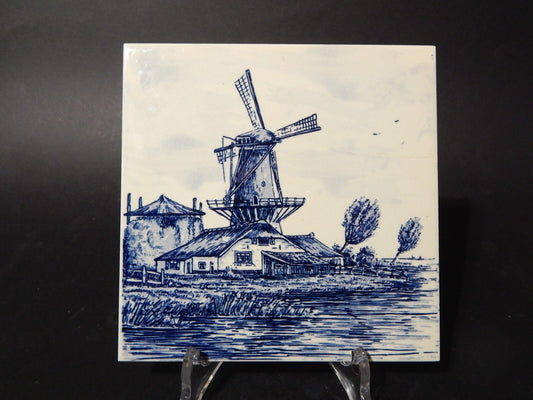 VINTAGE AUTENTICA PIASTRELLA MATTONELLA PORCELLANA DELFTS BLAUW BIANCO BLU #