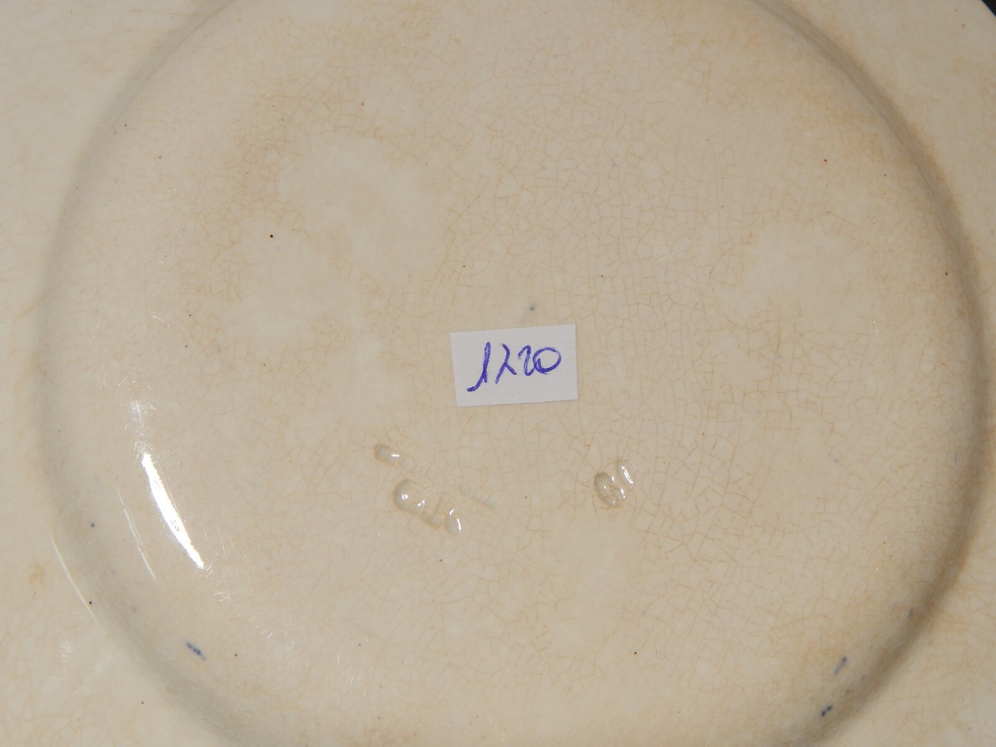 ANTICO AUTENTICO PIATTO PORCELLANA WEDGWOOD FERRARA META' 800 BIANCO BLU