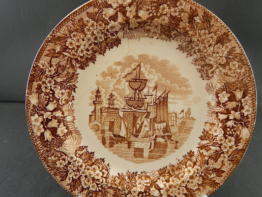 ANTICO PIATTO SEMI PORCELLANA RICHARD MILANO DECORO FERRARA META' 800 #A24