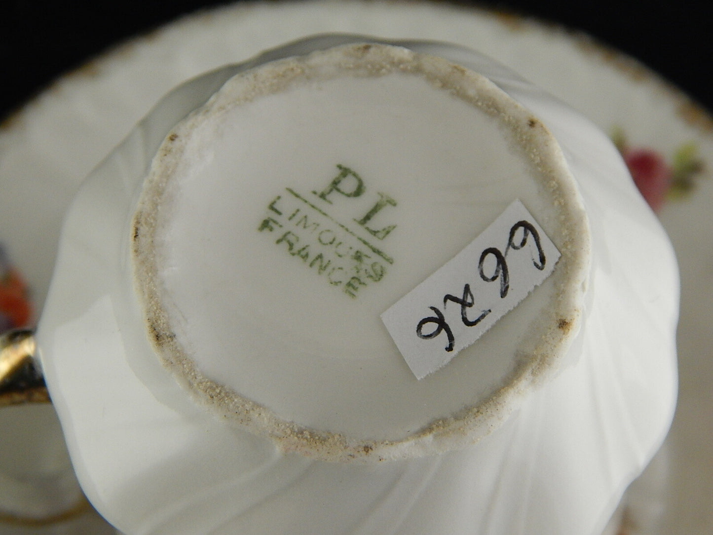 ANTICO SET TAZZA E PIATTO PORCELLANA LIMOGES ART NOUVEAU LIBERTY DIPINTA MANO