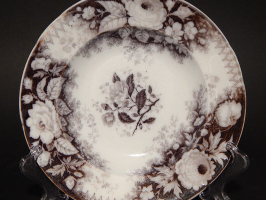 ANTICO RARO PIATTO FONDO CERAMICA DECORO JARDINIERE VILLEROY & BOCH FINE '800