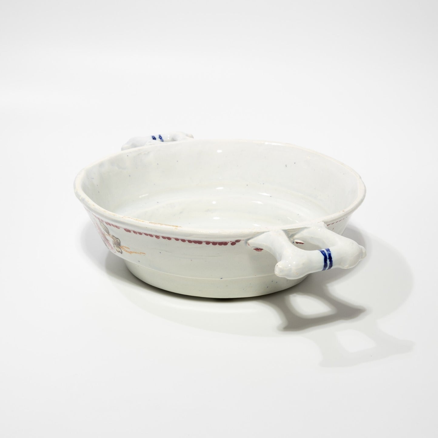 ANTICO RARISSIMO TEGAMINO CERAMICA MAIOLICA SMALTATA DECORO FLOREALE DIPINTO