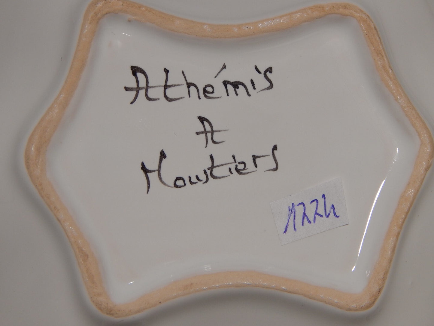 VINTAGE CIOTOLA SVUOTA TASCHE POSACENERE CERAMICA DIPINTA A MANO MOUSTIERS