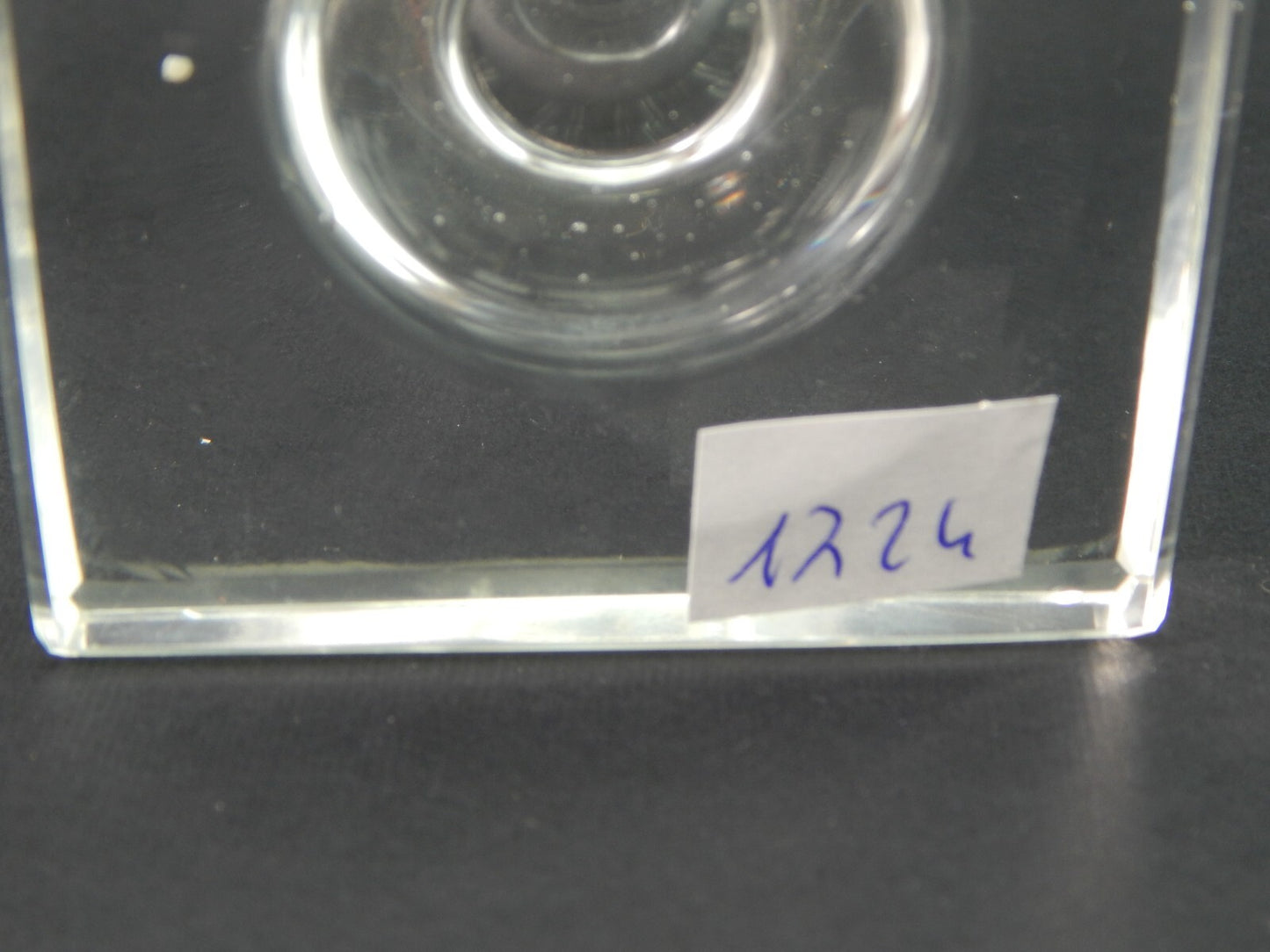 ANTICO EDOARDIANO BICCHIERE GRANDE CALICE CRISTALLO MOLATO BASE QUADRATA