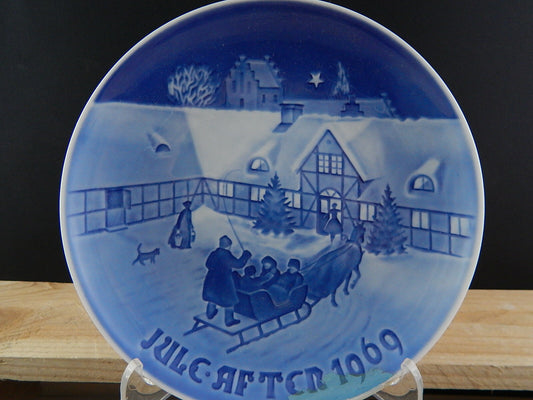 ROYAL COPENHAGEN BING&GRONDAHL PIATTO DI NATALE 1969 PORCELLANA BLU DIFETTO