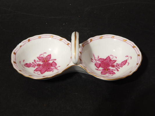 PREZIOSA PORCELLANA SALIERA PORTA SALE HEREND APPONYI CHINESE BOUQUET ROSA