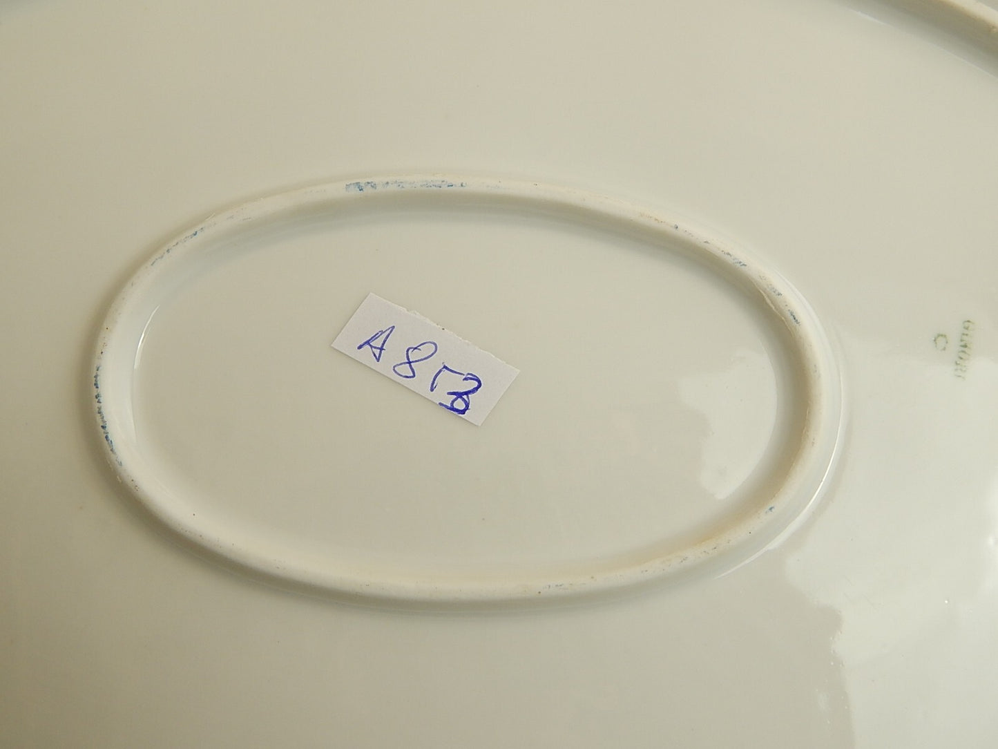 ANTICO VASSOIO PORCELLANA BIANCA GINORI LIBERTY GHIRLANDA DI ROSE NODI D'AMORE