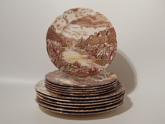 ANTICO SERVIZIO 12 PIATTI SEMI PORCELLANA JOHNSON BROS OLDE ENGLISH COUNTRYSIDE