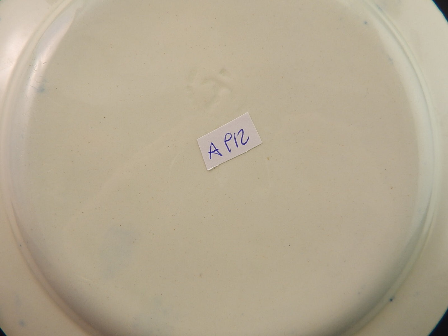 ANTICO PIATTO CERAMICA META' 1800 GUSTAVSBERG STAMPA A MANO BIANCO BLU