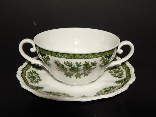 VINTAGE PORCELLANA TAZZA BRODO CONSOMME' SELTMANN WEIDEN HUBERTUS BAROCCO VERDE