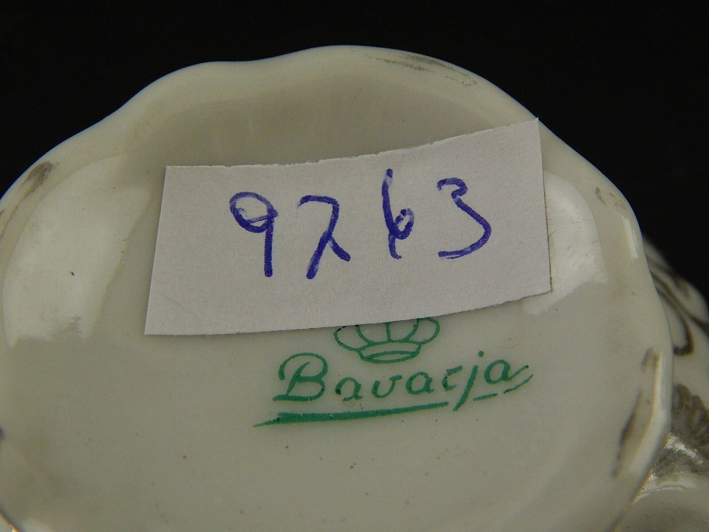 ANTICA TAZZINA CAFFÈ PORCELLANA ROCAILLE DECORO CON ARGENTO CROWN BAVARJA