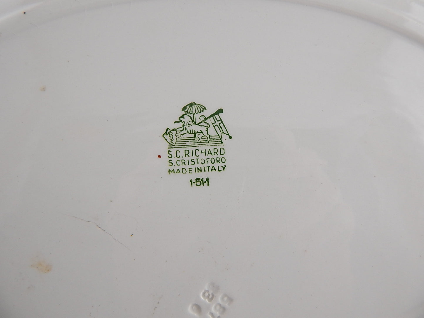 ANTICO PIATTO PORCELLANA RAVIERA SOCIETA' CERAMICA RICHARD MILANO SAN CRISTOFORO