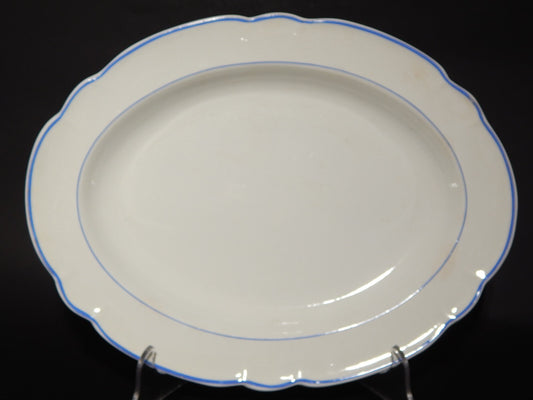 ANTICO RARO VASSOIO CERAMICA BIANCA PROFILO BLU RICHARD MILANO FINE 800
