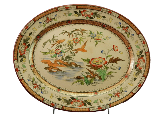 ANTICO 1880 VASSOIO OVALE SEMI PORCELLANA INGLESE BISHOP POWELL & STONIER