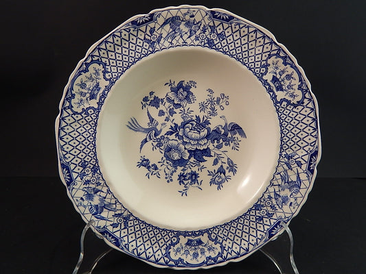 ANTICO PIATTO FONDO CM 25 CERAMICA INGLESE MASON’S DECORO STRATFORD BIANCO BLU