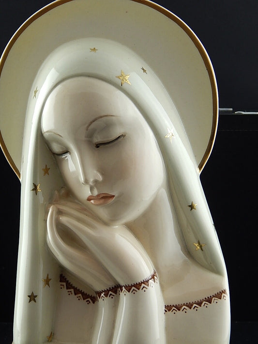 PREZIOSO ALTORILIEVO VOLTO MADONNA CERAMICA IGNI TORINO 1936 EPIGONO LENCI