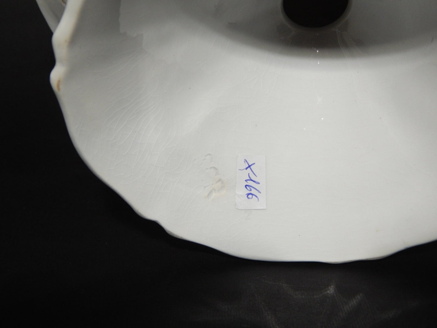 ANTICA ALZATA FRUTTIERA CENTROTAVOLA CERAMICA BIANCA BLU RICHARD MILANO FINE'800