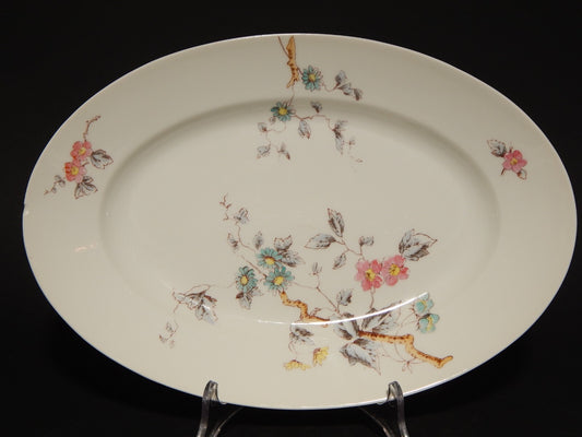 ANTICO VASSOIO PIATTO PORTATA PORCELLANA GINORI FINE 800 RAMO FIORITO difetto