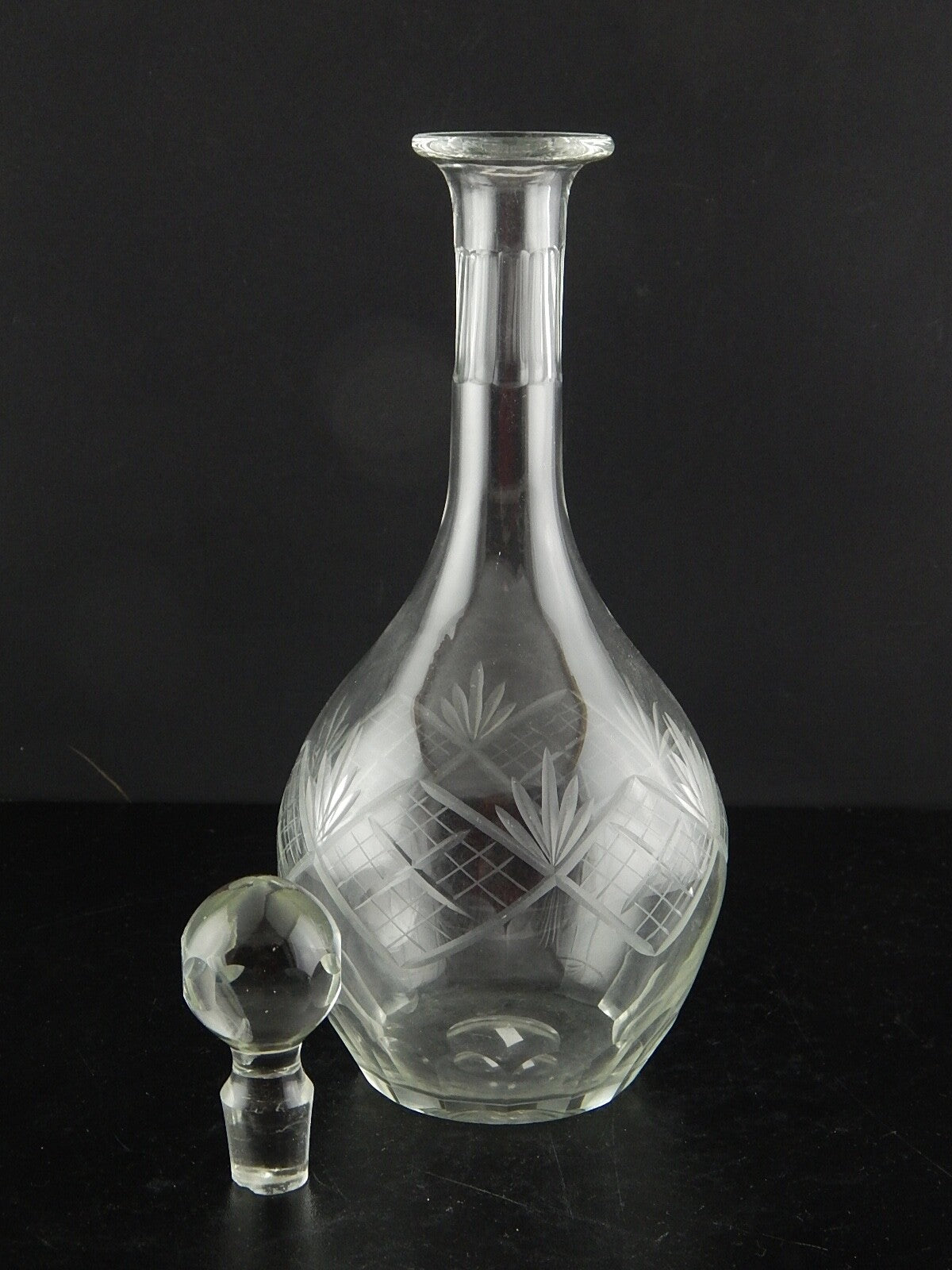 ANTICO ART DECO SET 18 BICCHIERI CALICI CRISTALLO BOEMIA INCISI MOLATI BOTTIGLIA