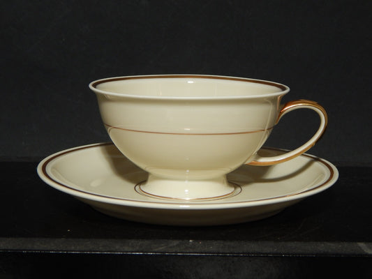 PREZIOSO SERVIZIO 6 TAZZE DA TE' PORCELLANA ROSENTHAL WINIFRED COLOR CREMA ORO