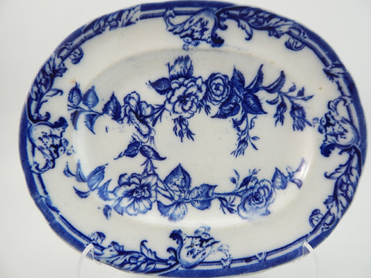 ANTICO RARO VASSOIO PORCELLANA PETRUS REGOUT AUROREA MAASTRICHT BIANCO BLU