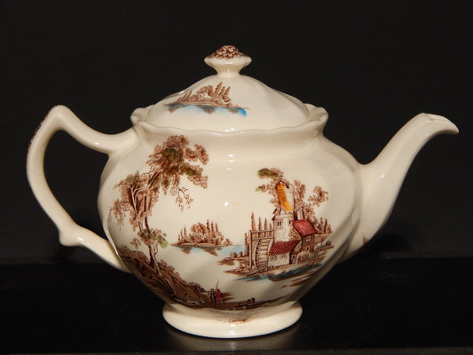 VINTAGE TEIERA SEMI PORCELLANA JOHNSON BROS THE OLD MILL STAMPATA A MANO