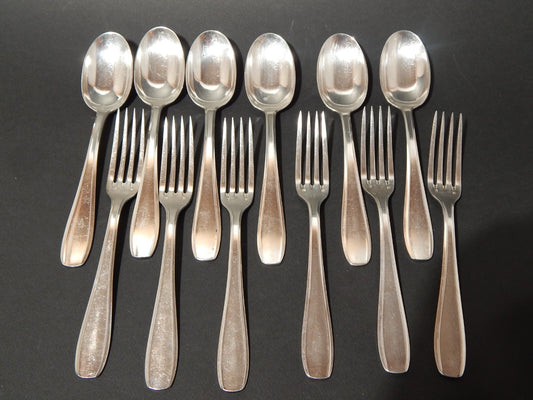 ANTICO ART DECO SET 18 POSATE FRANCESI ARGENTERIA SFAM ALPACCA ARGENTATE