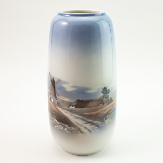 VASO PORCELLANA LYNGBY COPENHAGEN "Mulino di Campagna" VINTAGE HANDPAINTED