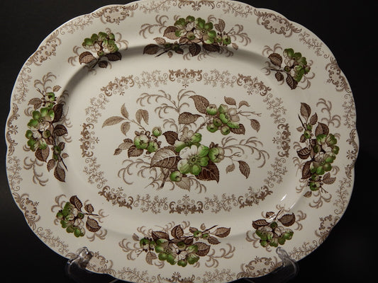 ANTICO 1850 RARO VASSOIO SEMI PORCELLANA INGLESE RIDGWAY &C. APPLE BLOSSOM