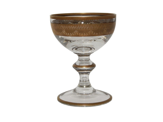 PREZIOSO STILE IMPERO CALICE COPPA CHAMPAGNE VETRO SOFFIATO MURANO VENEZIANO ORO