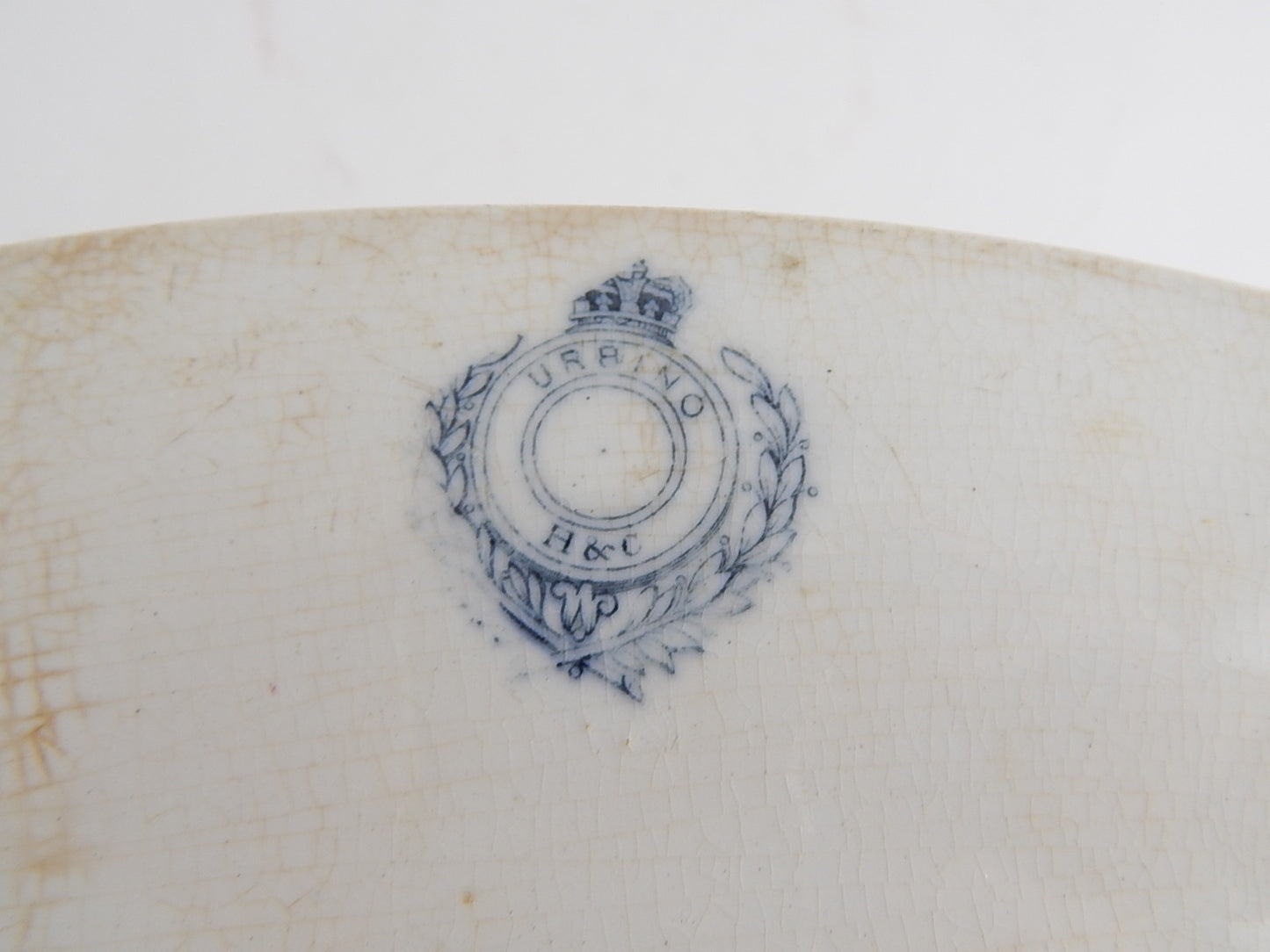 ANTICO PIATTO PORTATA VASSOIO CERAMICA PORCELLANA INGLESE XIX SEC. DECORO URBINO